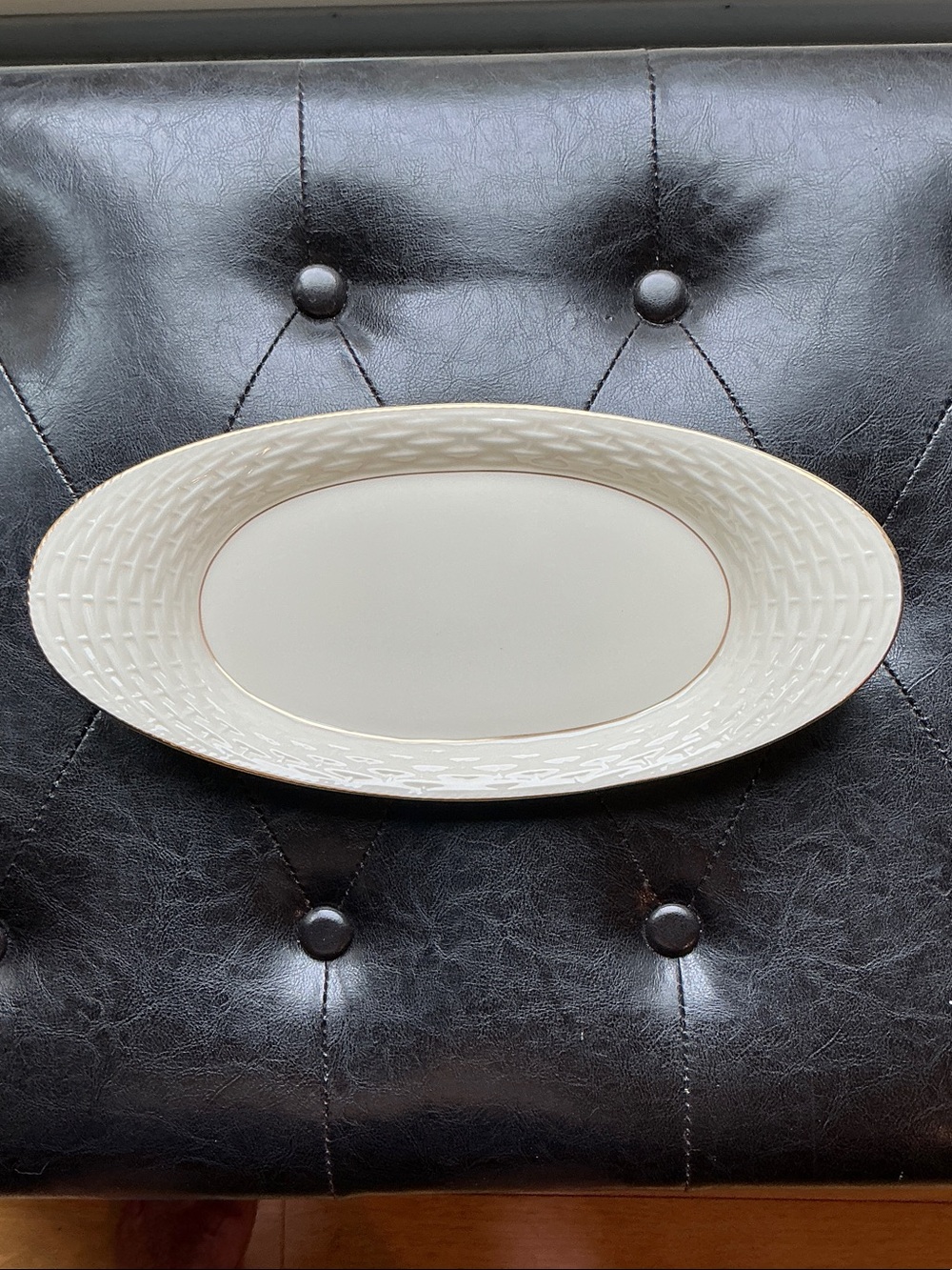 Lenox Cream Oval Serving Platter with Gold Trim